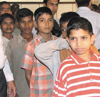Nissar and other children, who were freed from bondage in the Capital on Wednesday. 