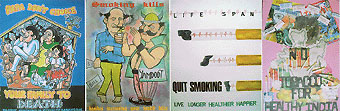 Some prize-winning entries of the Burning Brain poster-making competition on the theme Ill-effects and consequences of tobacco.