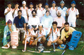 Punjab Public School Principal Ms Gurminder Kaur with players in Ropalan on Wednesday