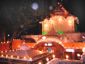 A view of Mata Kali temple on the eve of Navratras in Patiala on Wednesday. 