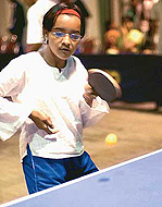 Durwa of Manav Mangal School in action against Deepika of Sacred Heart School 