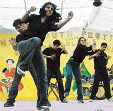 Students perform during Zonal Youth Festival at Mullana in Ambala on Thursday.
