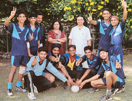 The team of Sanjay Public School that retained the UT Inter-School Handball title in Chandigarh on Friday.