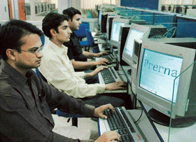 Sandeep Kath (in spectacles), Abhinav Dhall (centre) and Vibhore Kumar Jain 