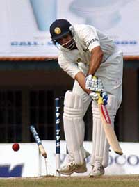 VVS Laxman is clean bowled by Jason Gillespie on the second day of the second Test at M A Chidambaram Stadium