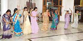 Gujarati women perform dandiya at Laxmi Narayan Temple, BRS Nagar, Ludhiana