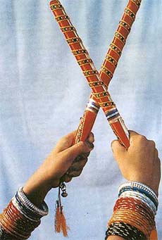 Dandiya ras --- decorated wooden sticks