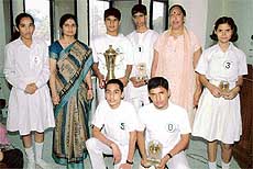 Winners of the Inter School ICSE Extempore Speech Competition held at DAV College, Sector 10, Chandigarh, with their teachers.
