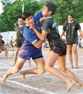 Final match of 16th  North Zone Inter-State Kabaddi Championship between Haryana and Delhi in progress at Football Stadium, Sector-17, in Chandigarh on Sunday. 