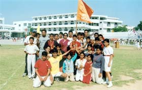 Members of Aryabhatt House which won the overall trophy in the inter-house athletics meet