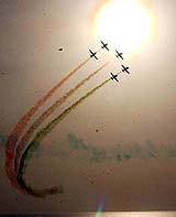 The IAF aerobatic team Surya Kiran performs during the Mumbai Air Show