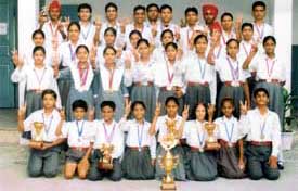 Students of BVM School, Udham Singh Nagar, who won the overall championship in the Punjab State Inter-Schools Athletics and Judo Championship at Dhuri in Sangrur district