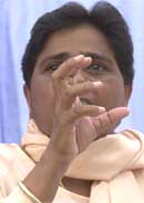 BSP chief Mayawati during a press conference in New Delhi on Monday.