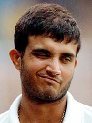 Indian captain Sourav Ganguly reacts after the final days play of the second Test between India and Australia was called off due to rain in Chennai