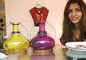 Sonali Purewal displays her collection at an art gallery in Sector 9, Chandigarh, on Tuesday. 