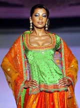 Model displays a bridal collection