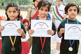 Winners of frog race at the annual sports meet of Sacred Heart Senior Secondary School, Sector 26, Chandigarh