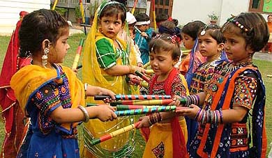 Students of Small Wonders Nursery School perform dandia