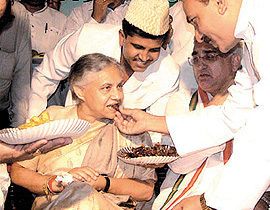 Chief Minister Sheila Dikshit at an Iftar party organised by the Congress unit in New Delhi on Thursday