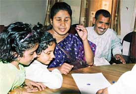 A rehabilitated physically challenged family from Hoshiarpur shares its experiences at a programme organised by the VRTC in Ludhiana
