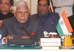 External Affairs Minister K. Natwar Singh addresses the ministerial meeting of the Conference on Interaction and Confidence Building Measures in Asia (CICA) in Almaty, Kazakhstan, on Friday. 