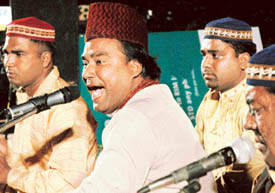 Neeley Khan Mohammad Sadeeque and his group perform at Plaza carnival at Sector 17, Chandigarh, on Saturday. 