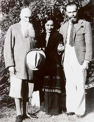 Svetoslav Roerich with father Nicholas Roerich (left) and wife Devika