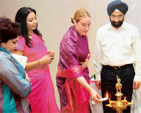 Ms Alice Cicolini, Head of Arts, British Council inaugurates the digital film festival at Lalit Kala Akademi, Sector 16