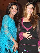 Bollywood actresses Priyanka Chopra and Kareena Kapoor pose together 