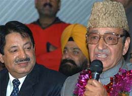 Ghulam Mohammad Mir Lasjan, former MLA of the National Conference addresses a joint press conference