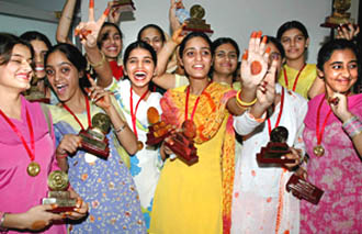 The giddha team from Government Senior Secondary School, Nehru Garden, Jalandhar, which stood first in the Punjab School Education Board Inter-school competitions held in Mohali 