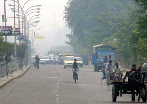 A thick blanket of smog engulfs Ludhiana as farmers resort to the burning of paddy stubble in the district. 