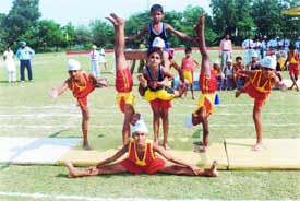 Students perform at the annual athletic meet of Guru Nanak Model Senior Secondary School, Doraha