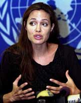 United Nations goodwill ambassador, American actress Angelina Jolie