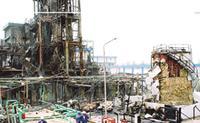 a file picture of the 2003-fire at the plant