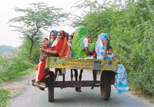 Bullock carts are the chief mode of transportation