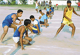 A kho-kho match in progress in Chandigarh on Sunday.
