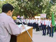 Mr Anurag Verma, Deputy Commissioner, addresses a function to mark the martyrdom day of Indira Gandhi in Ludhiana