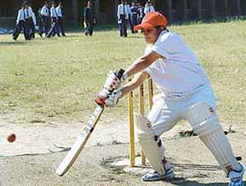 Shalani of Government College of Girls, Sector 11, in action during the Chandigarh State Cricket Tournament being held at Government Senior Secondary School, 