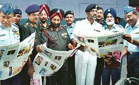 Student officers from the Secunderabad-based College of Defence Management during a visit to the offices of The Tribune in Chandigarh on Tuesday