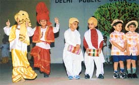 Students of of Delhi Public School, Ludhiana, perform a dance at a cultural function, Dharohar