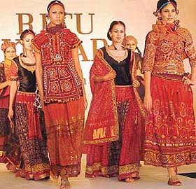 Top models display creations of designer Ritu Kumar in Chandigarh