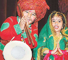 Nursery students of Bhavan Vidyalaya, Sector 27, perform 'Bharat darshan' at the schools annual day function at Tagore Theatre in Chandigarh on Thursday.