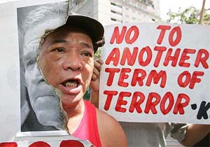 A protest outside the US Embassy in Manila on Thursday. 