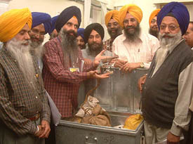 One of the trunks of the SGPC while was opened in the presence of media in Amritsar.