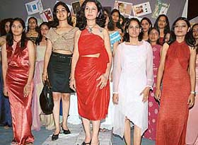 Students of NIIFT display their creations in a institute in Mohali