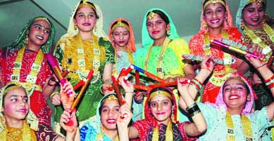 Girls perform dandia at the annual function at Shivalik Pubic School, Mohali