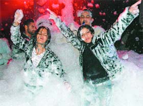 Youngsters in a trance at a "foam party" in Industrial Area, Chandigarh