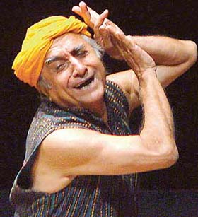 A scene from a play Mahamayi directed by Bhanu Bharti staged at Tagore Theatre in Chandigarh