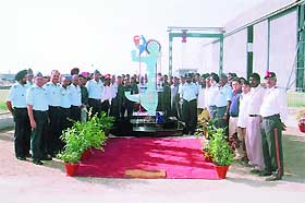 The structure at the 3 BRD with the personnel associated with a cleanliness drive. Air Commodore S.P.S. Virk is on the left of the structure.